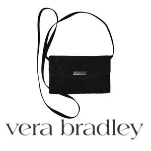Vera Bradley 2 in 1 Crossbody Quilted Cross Stitch Clutch Classic Black Wallet
